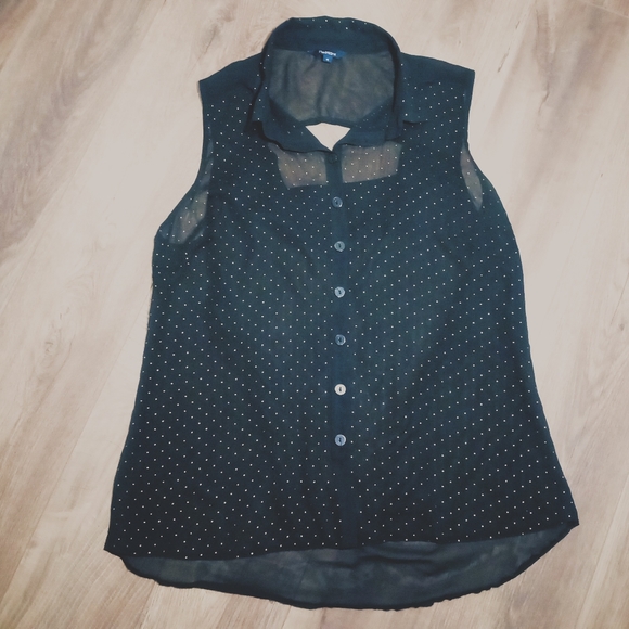 Reitmans Black Sheer Sleeveless Studded Blouse Top Size 13 - Picture 1 of 8
